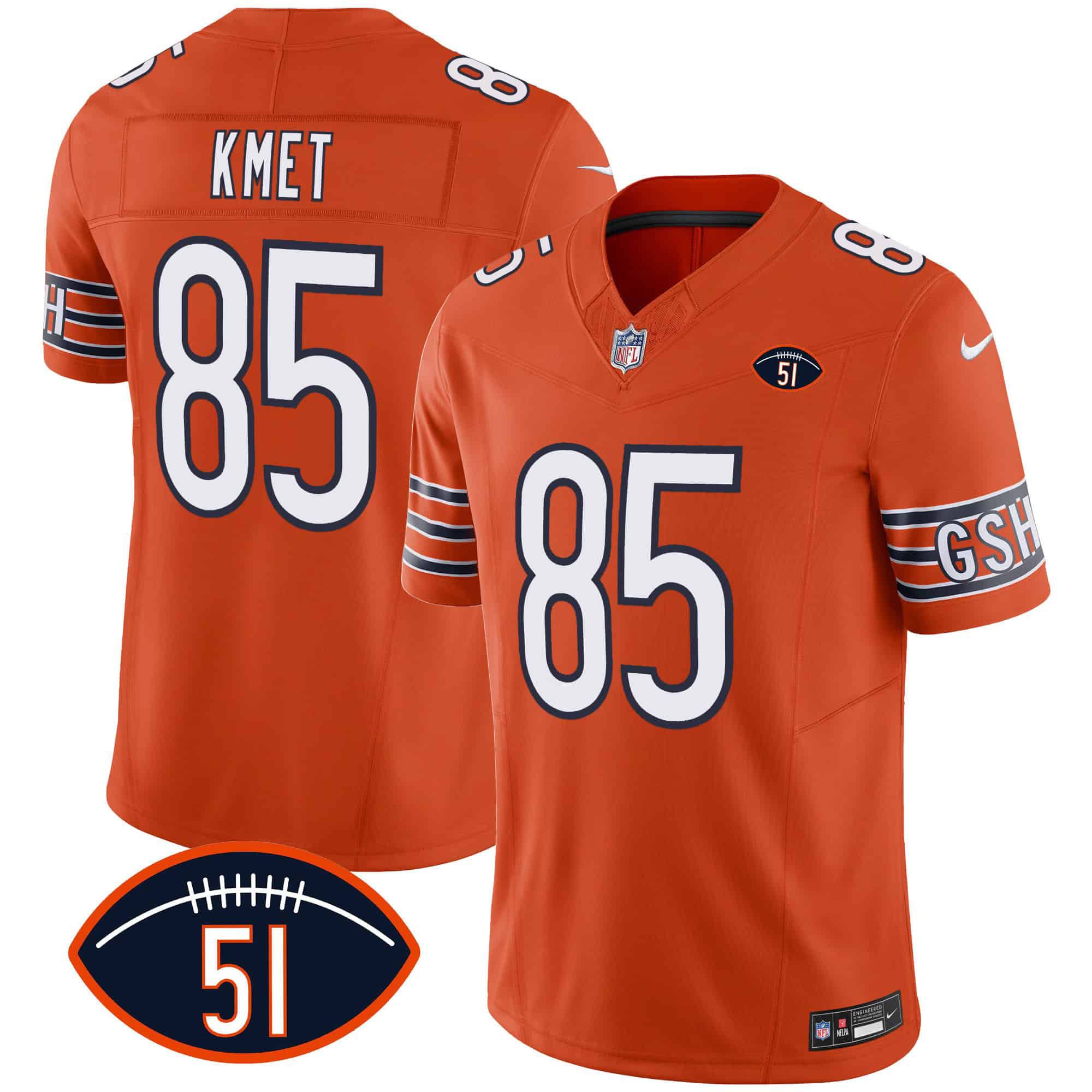 Men Chicago Bears #85 Kmet Orange 2024 Nike Patch GSH Vapor NFL Jersey->indianapolis colts->NFL Jersey